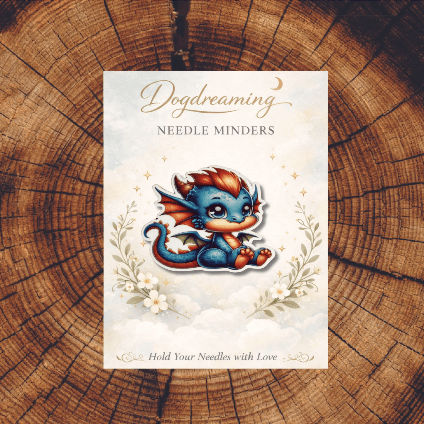 Blue Fantasy Dragon Magnetic Needle Minder, Cute Dragon Needle Holder for Cross Stitch and Needlepoint