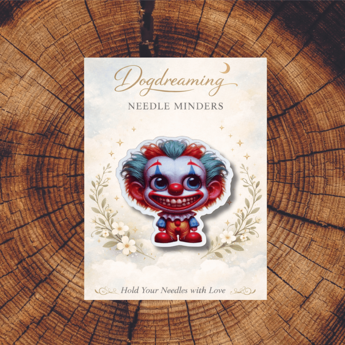 Acrylic clown magnetic needle minder for stitchers