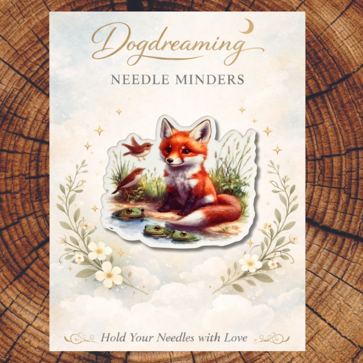 Acrylic fox magnetic needle minder for stitchers