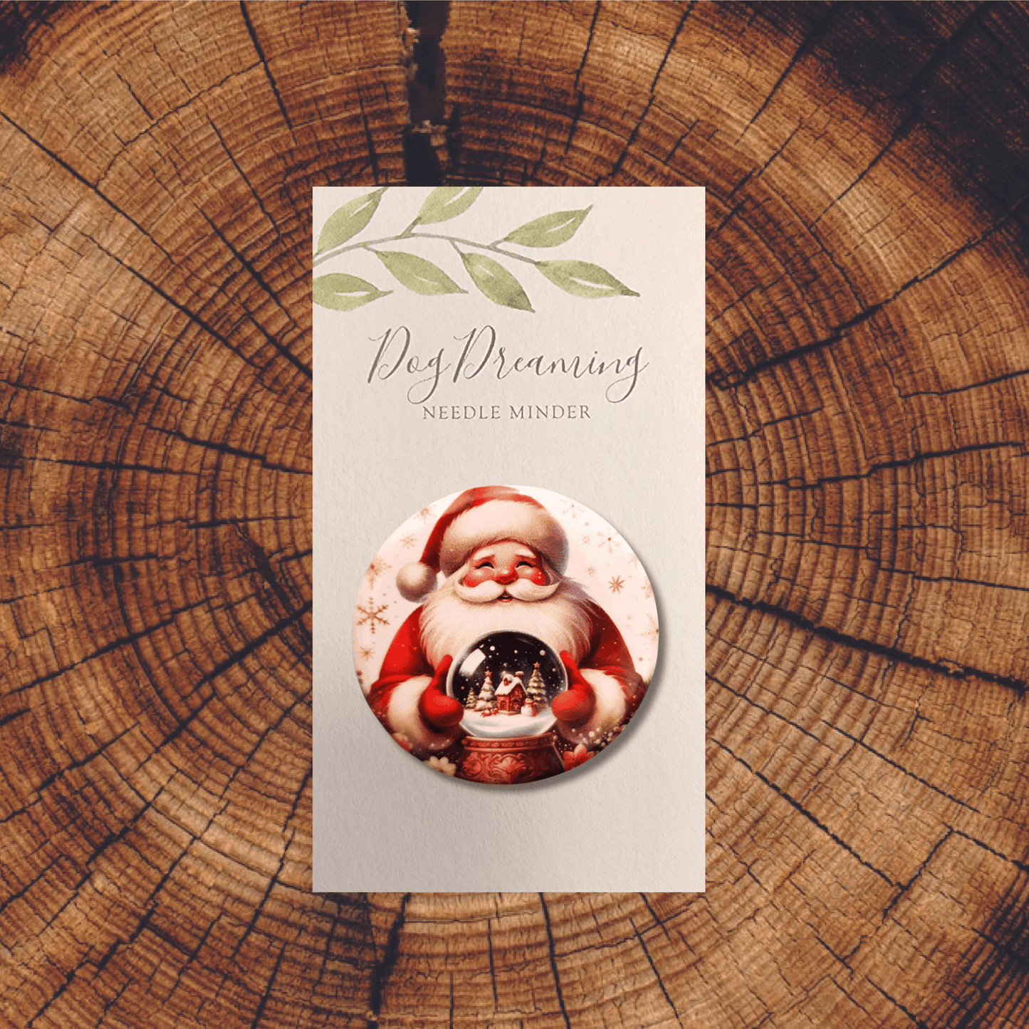 embroidery needle minder magnetic santa snow globe holder