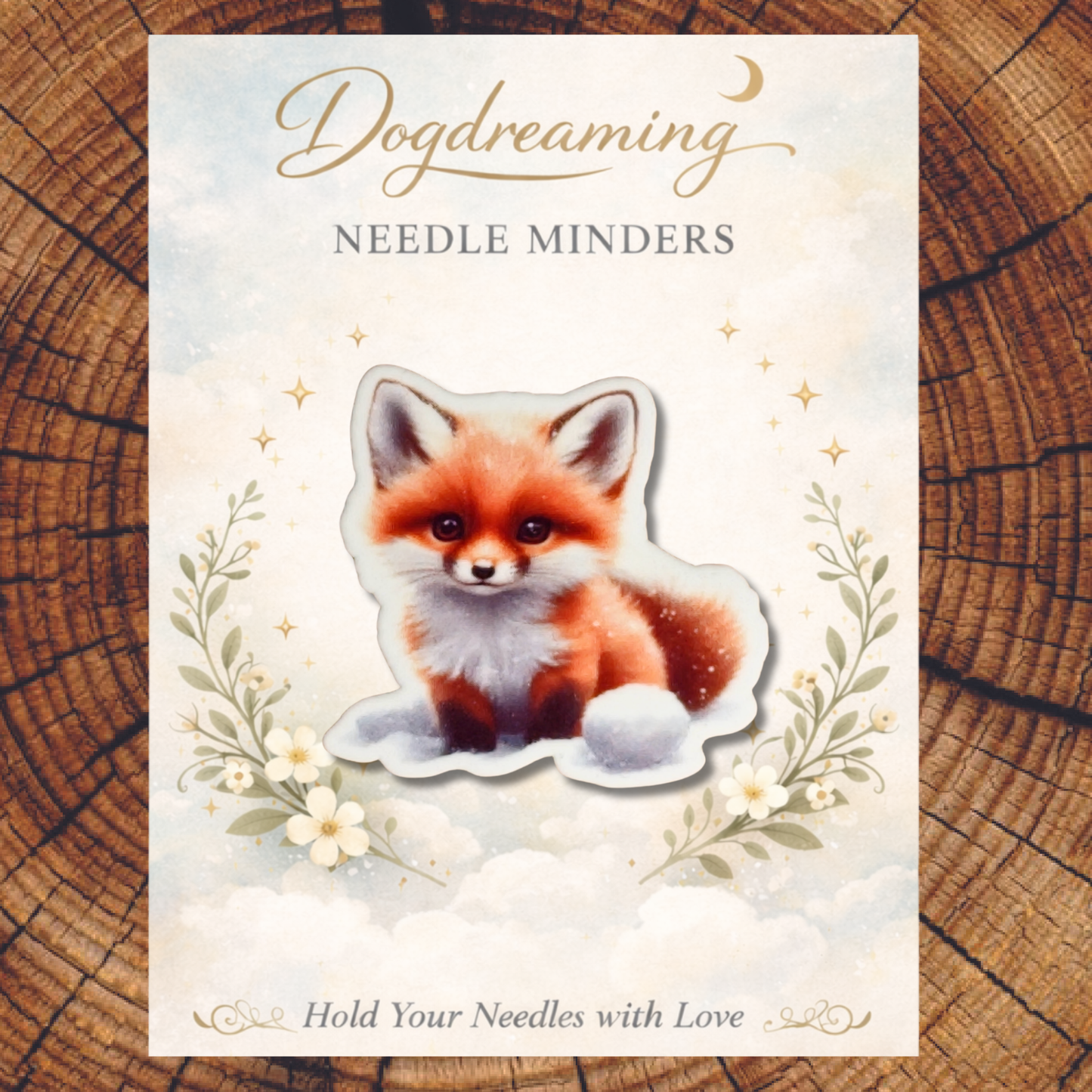 Acrylic fox magnetic needle minder for stitchers