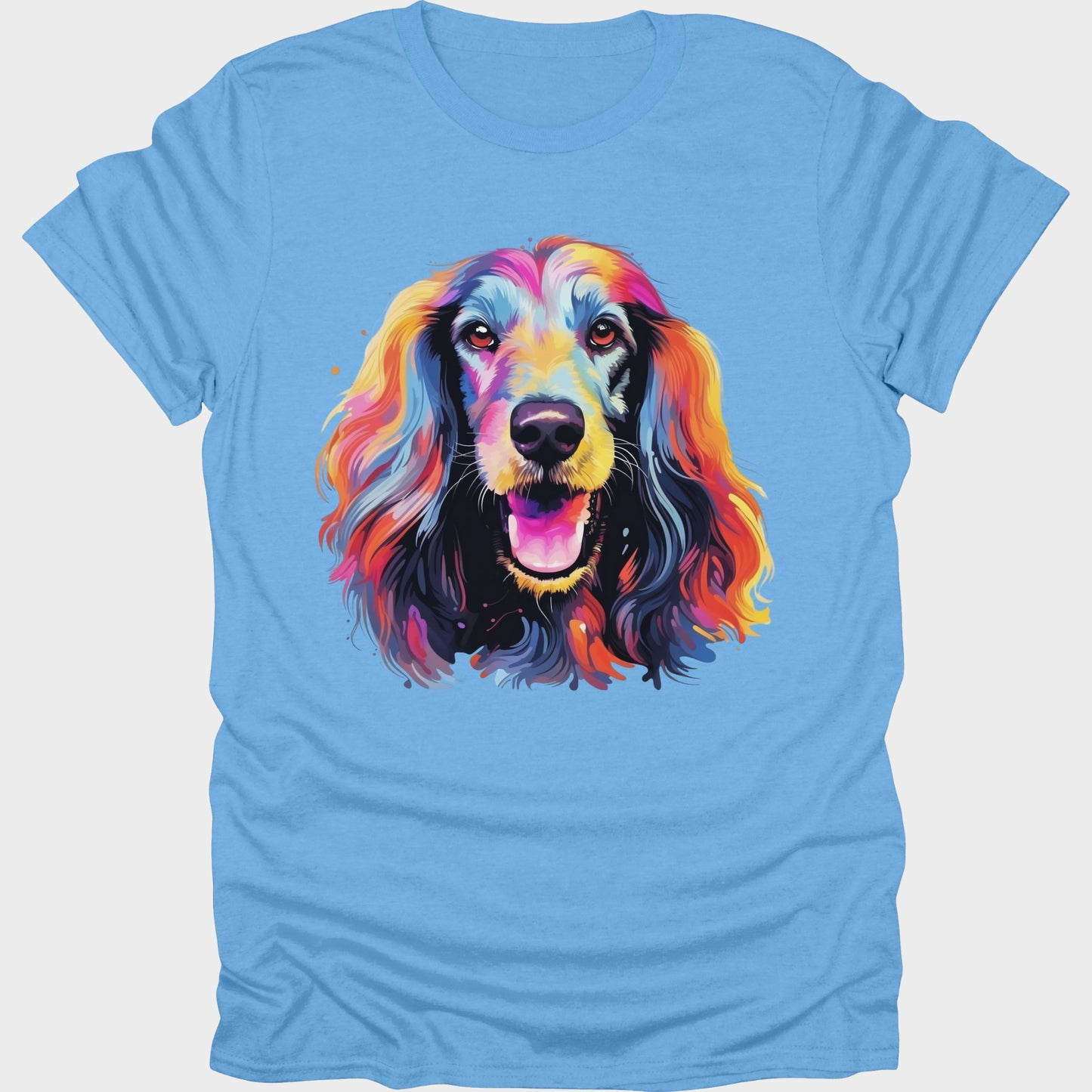 Afghan Hound Colorful short sleeve T-shirt Blue