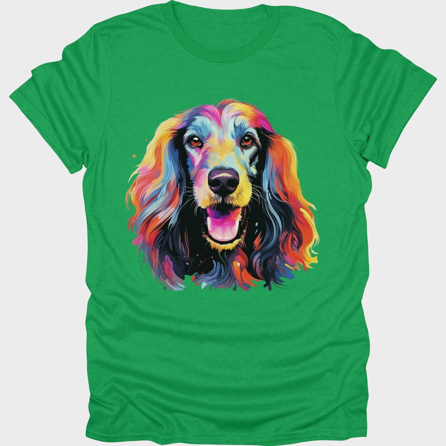 Afghan Hound Colorful short sleeve T-shirt Green