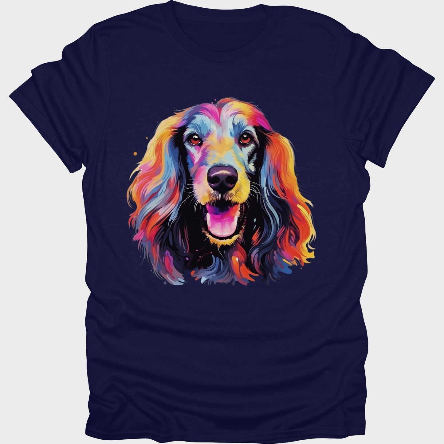 Afghan Hound Colorful short sleeve T-shirt Navy