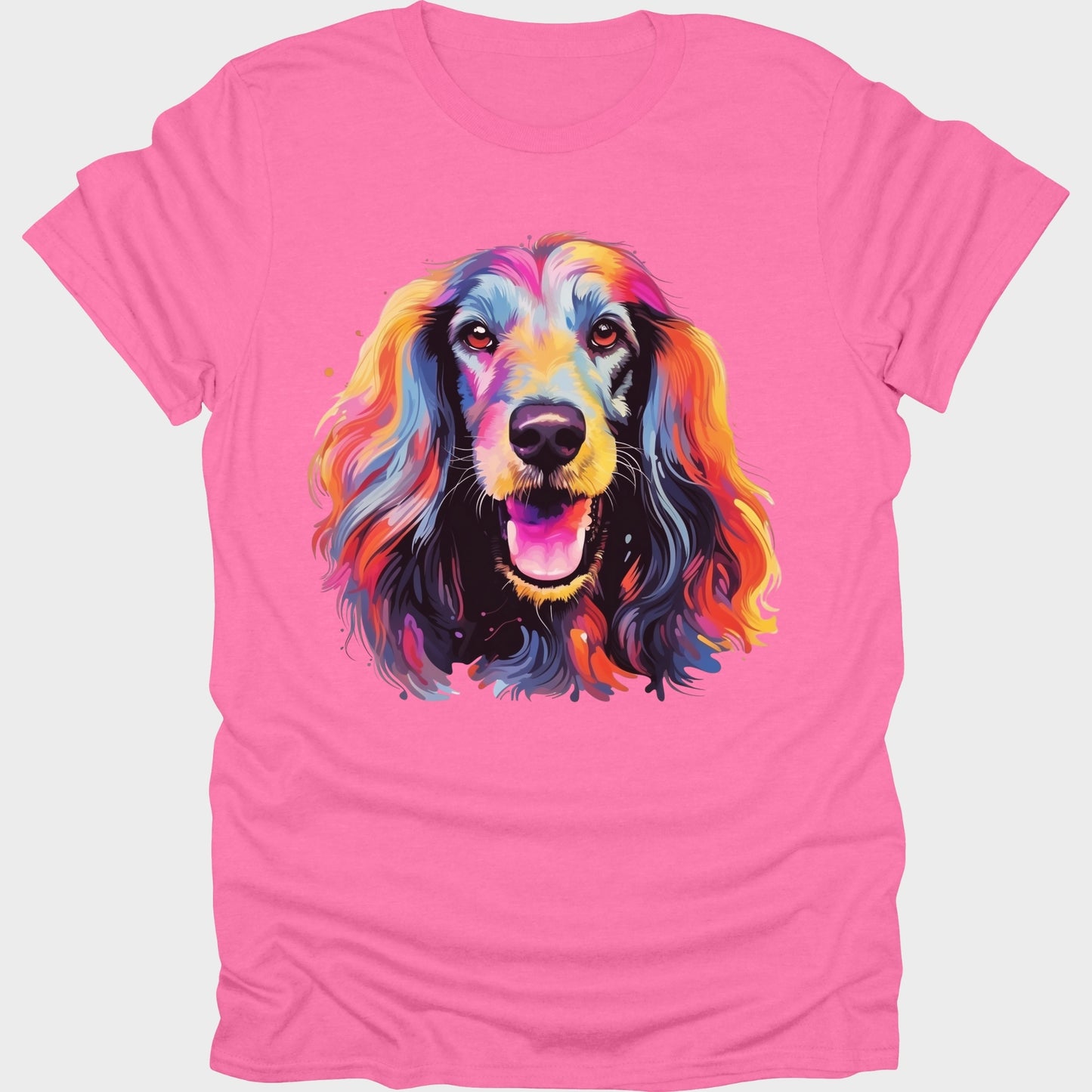 Afghan Hound Colorful short sleeve T-shirt Pink