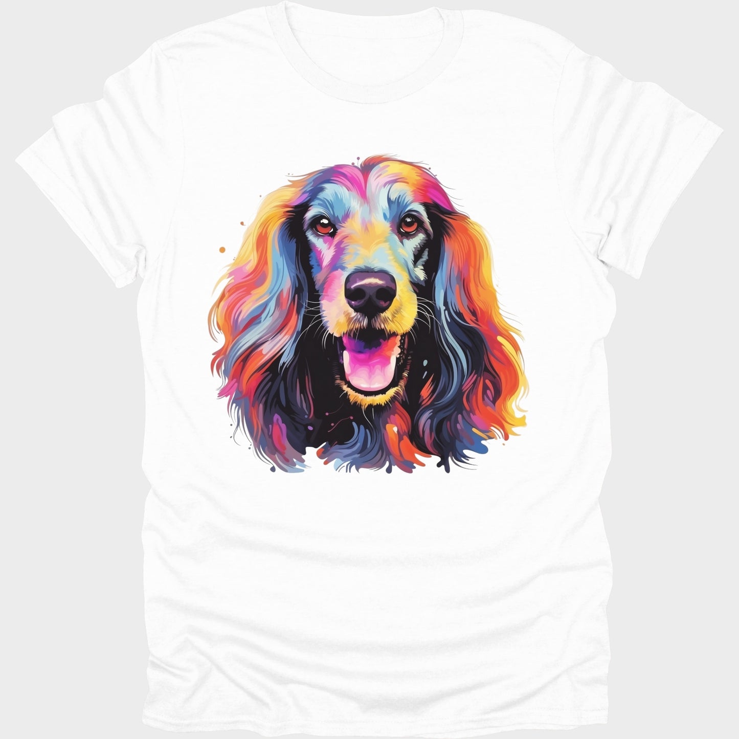 Afghan Hound Colorful short sleeve T-shirt White