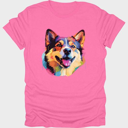 Akita Colorful Dog short sleeve T-shirt Pink