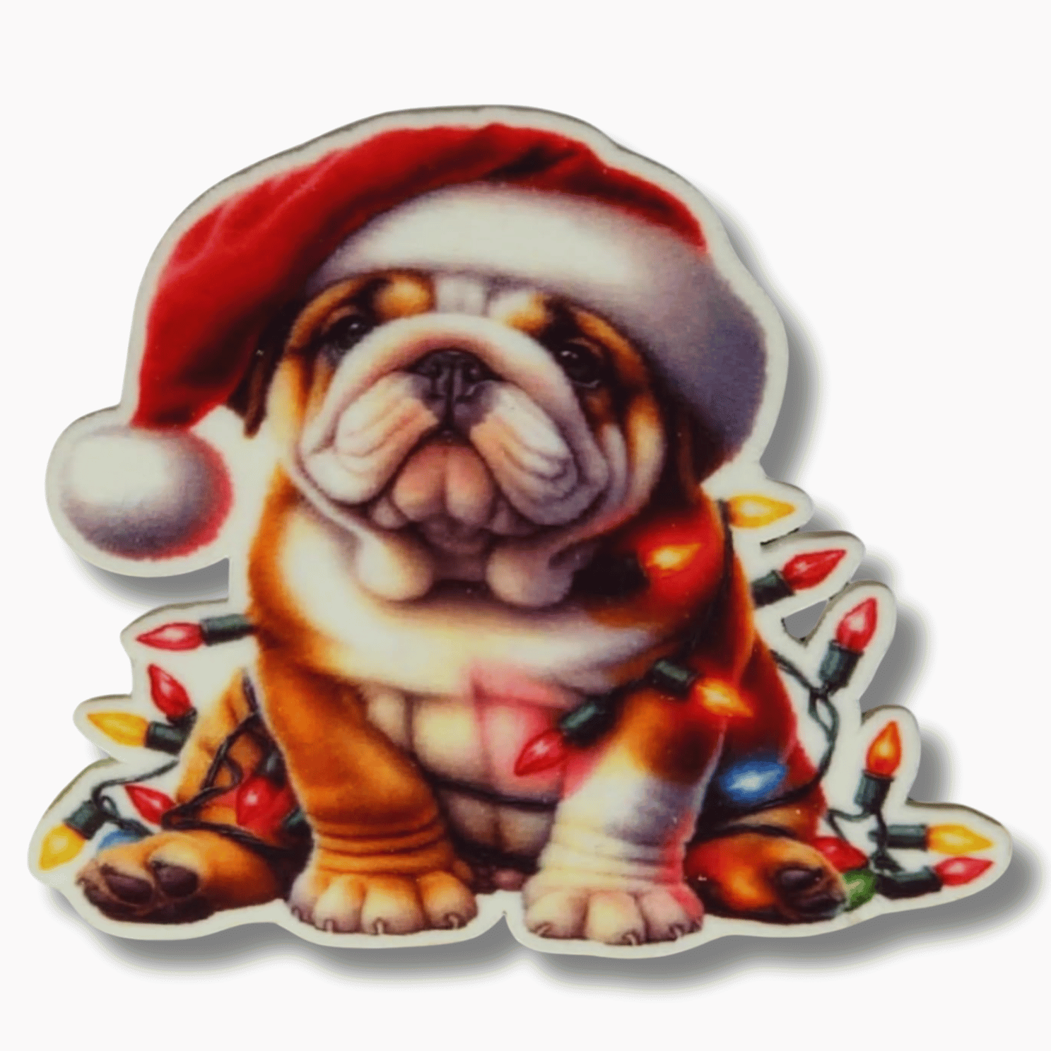 Bulldog Christmas Magnetic Needle Minder for Cross Stitch and Embroidery, Cute Bulldog with Santa Hat Needle Holder Accessory