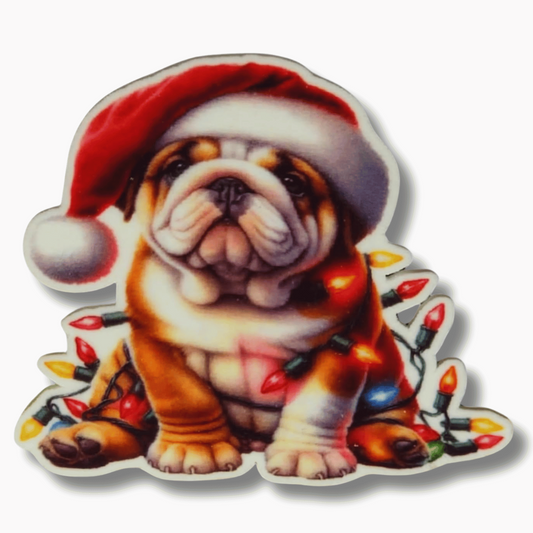 Bulldog Christmas Magnetic Needle Minder for Cross Stitch and Embroidery, Cute Bulldog with Santa Hat Needle Holder Accessory