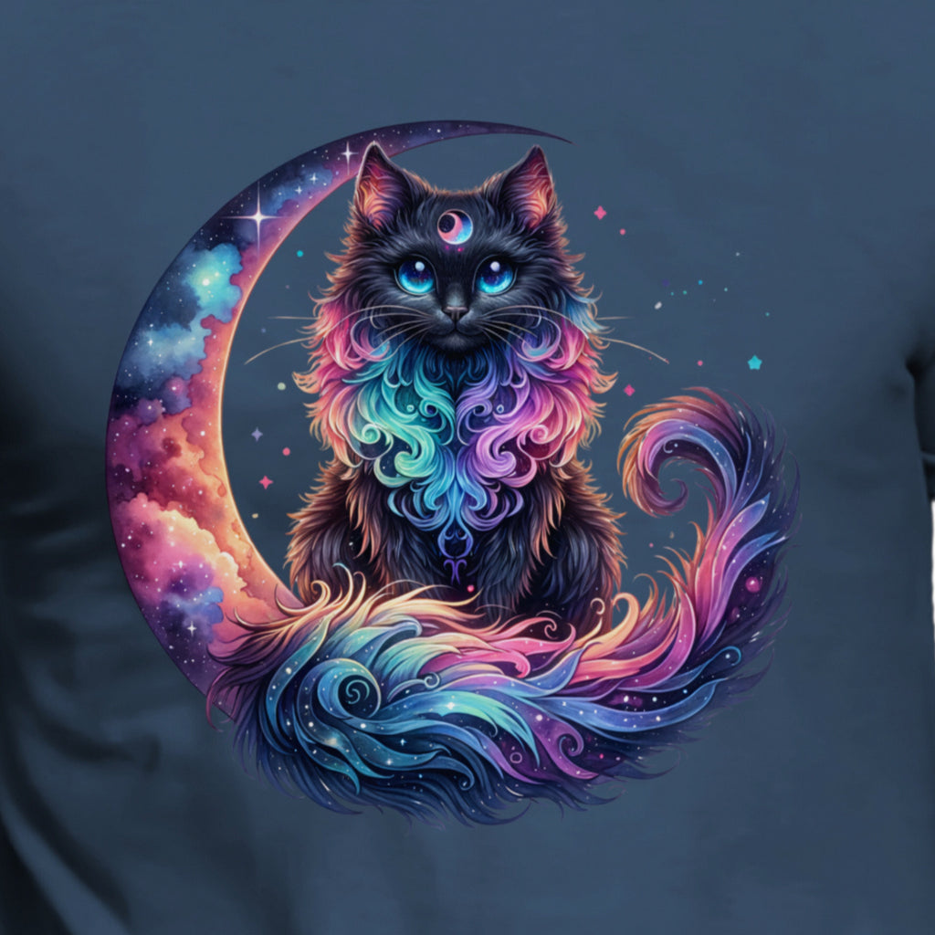 Celestial Watercolor Kitten Graphic T-shirt, Cat Tee Shirt - DogDreaming