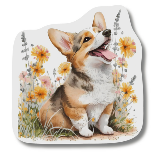 Corgi Magnetic Needle Minder for Cross Stitch and Embroidery, Cute Spring Corgi Needle Holder with Flowers Sewing Accessory