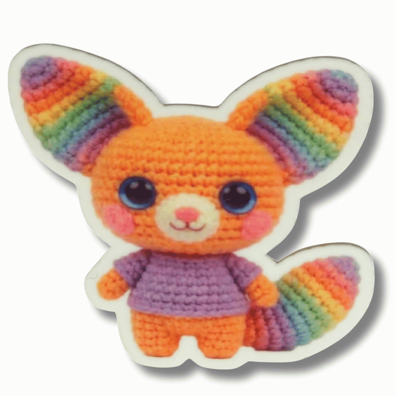Rainbow Fox Magnetic Needle Minder for Cross Stitch and Embroidery, Cute Crochet Style Colorful Fox Needle Holder Accessory