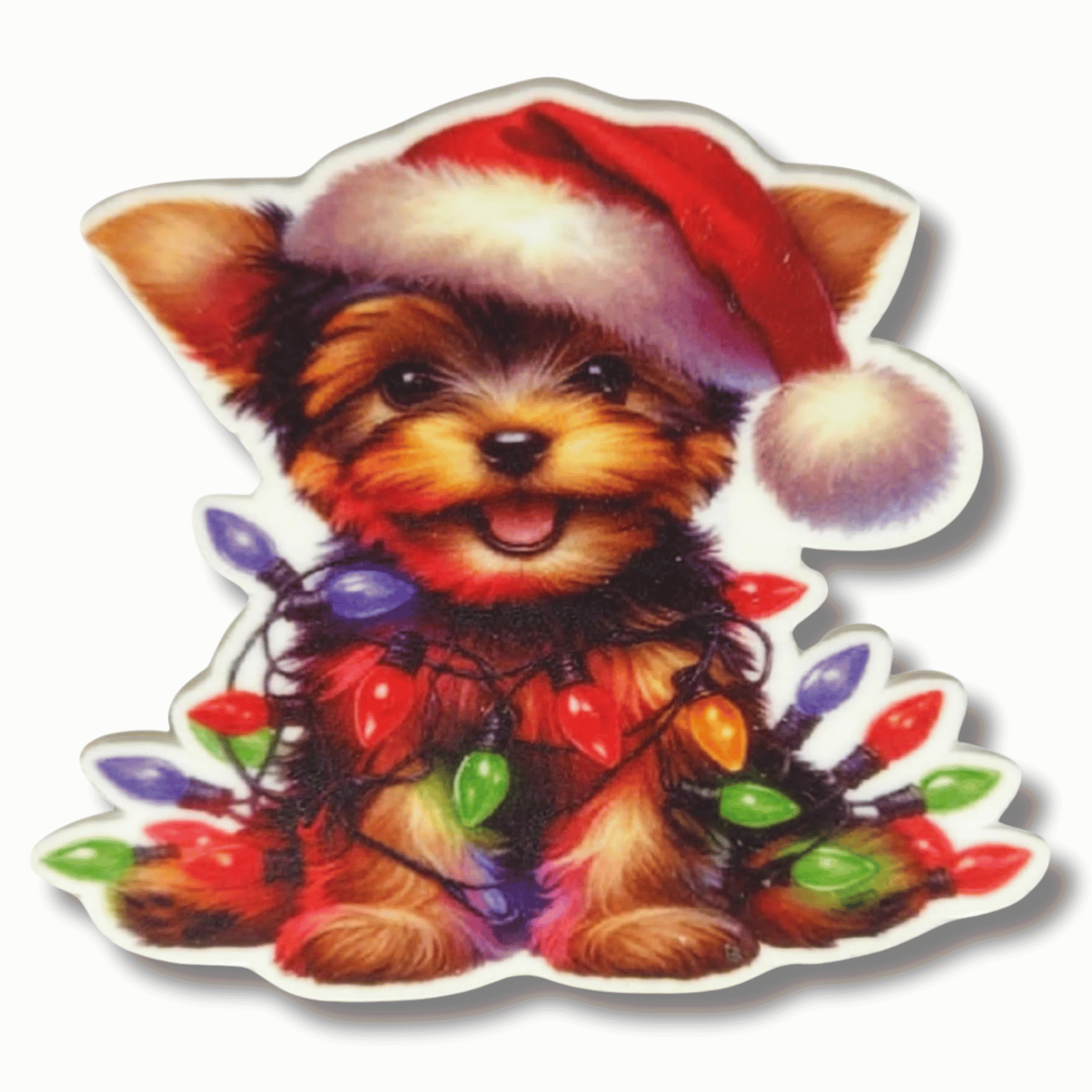 Yorkshire Terrier Christmas Magnetic Needle Minder for Cross Stitch and Embroidery, Cute Yorkie with Santa Hat Needle Holder Accessory