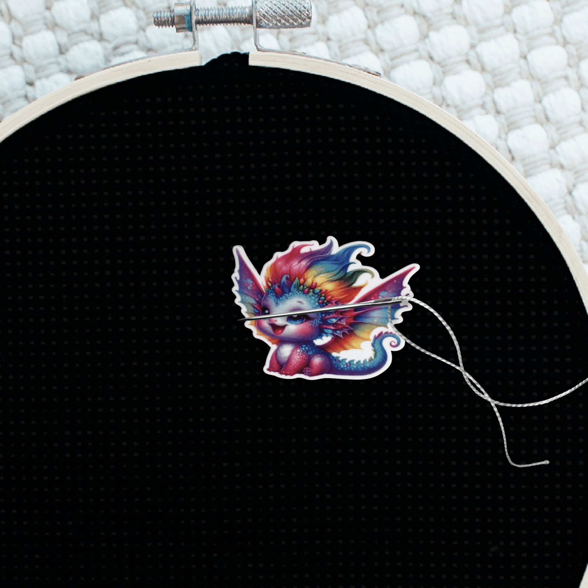 fantasy dragon rainbow needle minder embroidery accessory