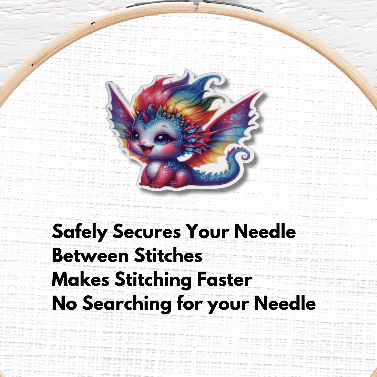 rainbow dragon magnetic needle minder fantasy cross stitch accessory