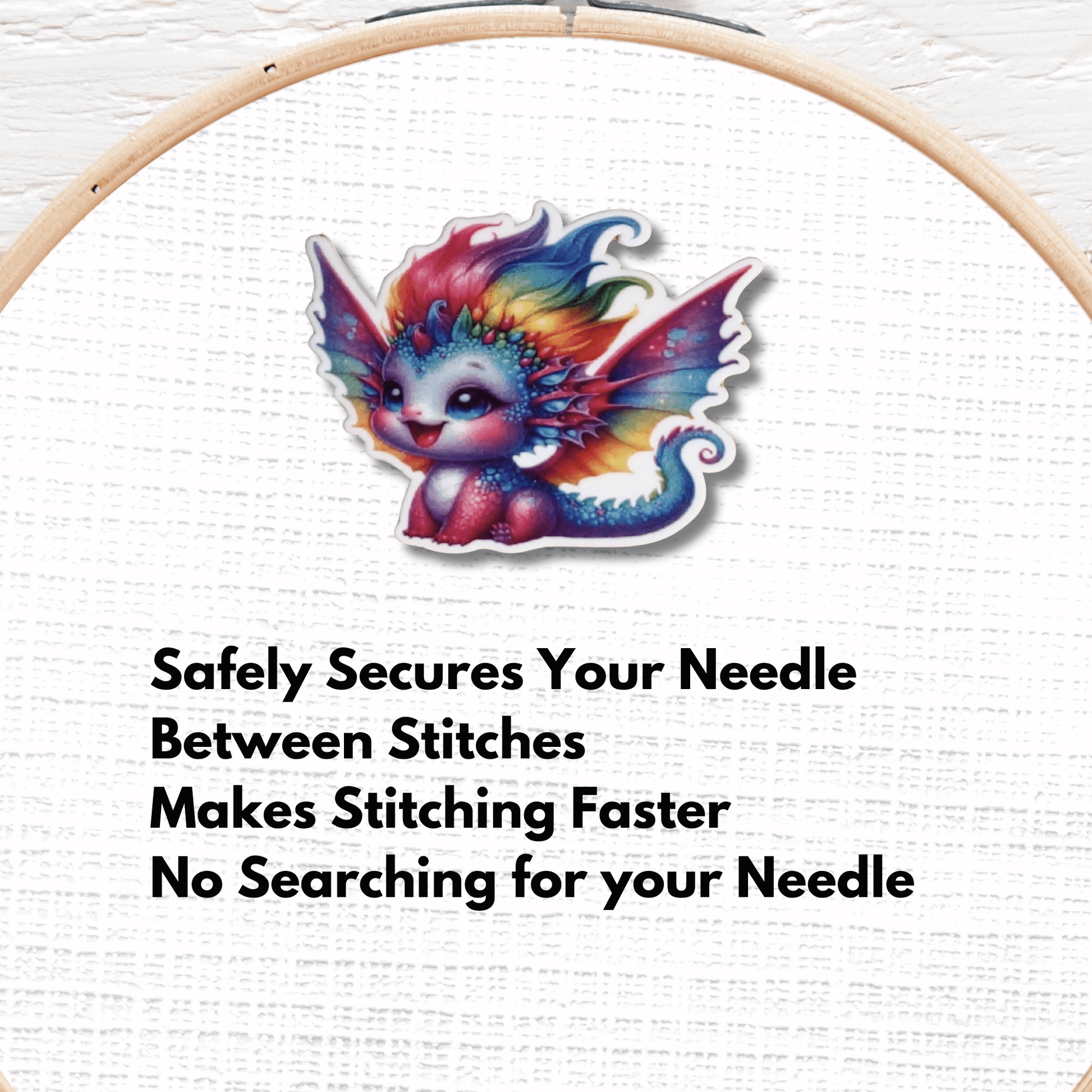 rainbow dragon magnetic needle minder fantasy cross stitch accessory