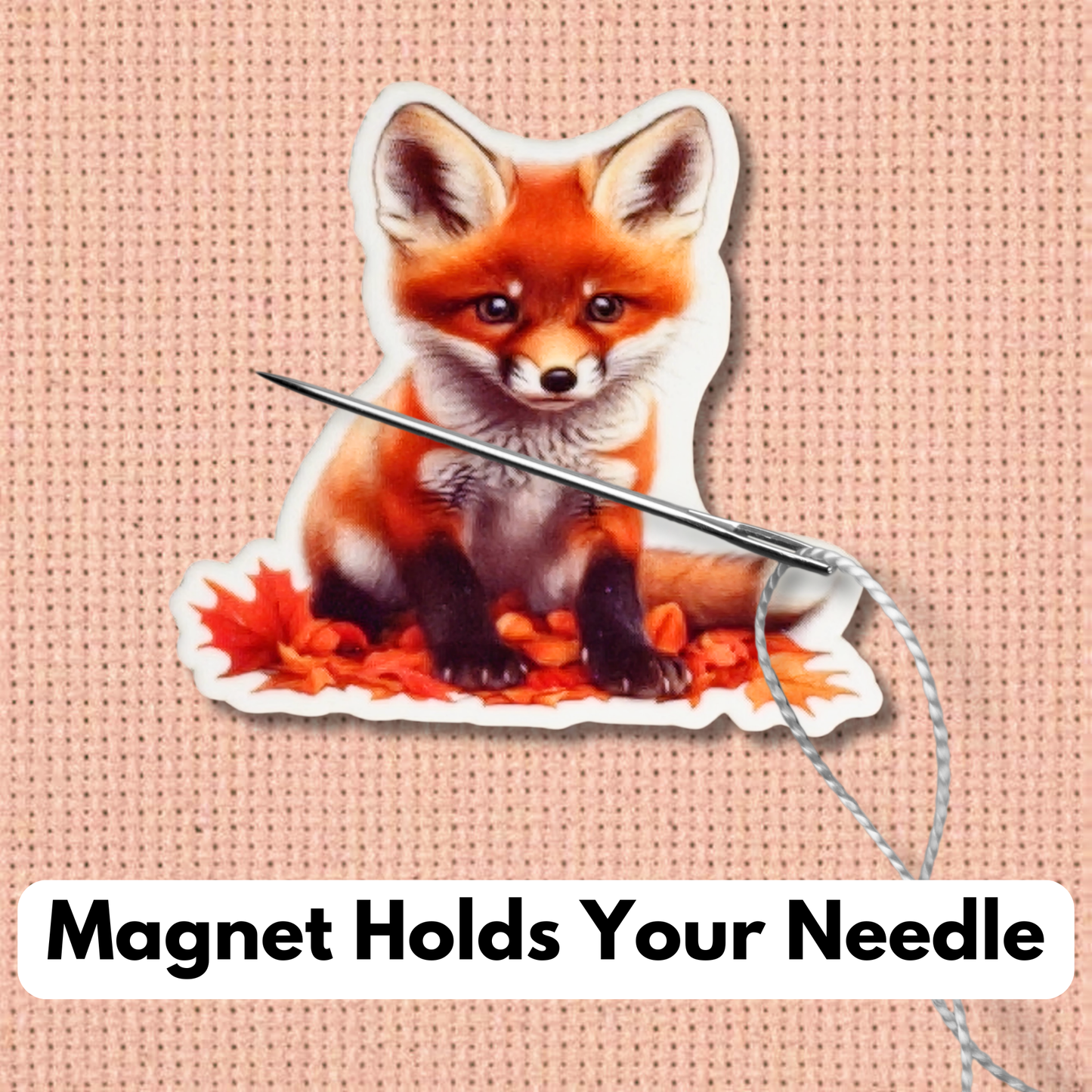 Acrylic fox magnetic needle minder for stitchers