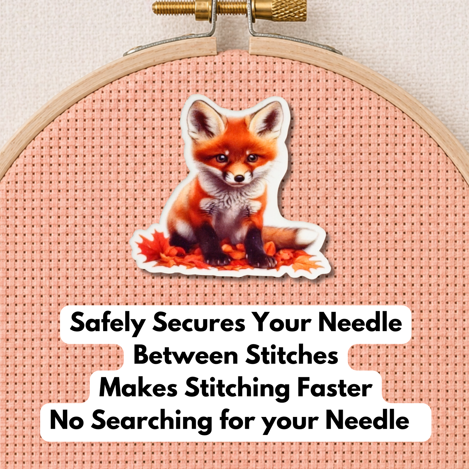 Cute fox needle minder magnet for sewing and quilting