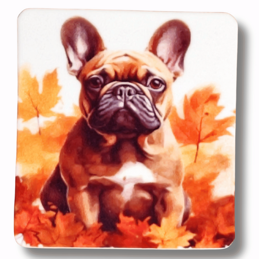 Autumn French Bulldog Puppy Magnetic Needle Minder for cross stitch, embroidery, sewing, quilting, and needlepoint