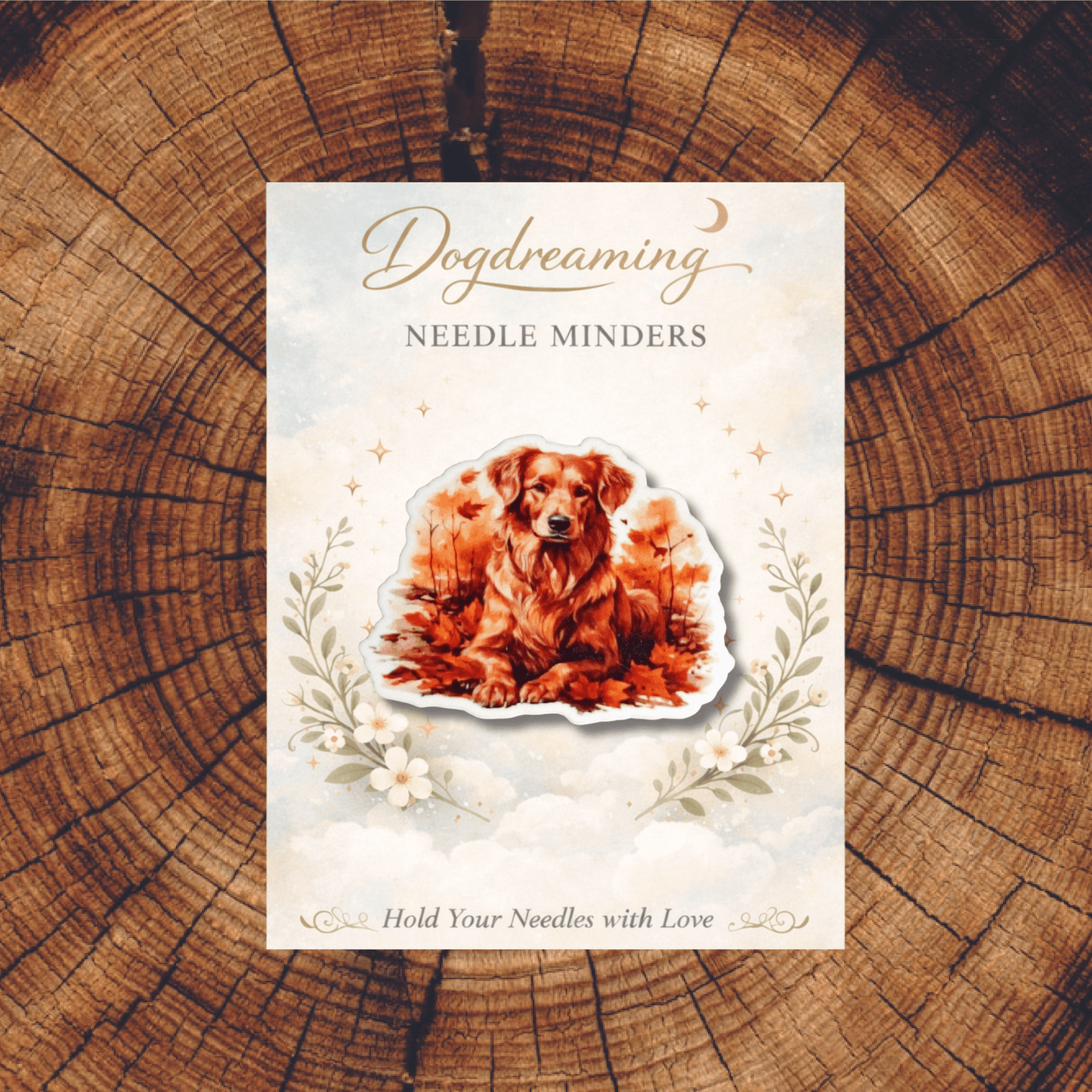 Fall Golden Retriever magnetic needle minder for stitchers and dog lovers