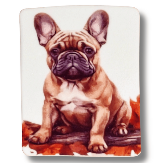 Autumn French Bulldog Puppy Magnetic Needle Minder for cross stitch, embroidery, sewing, quilting, and needlepoint