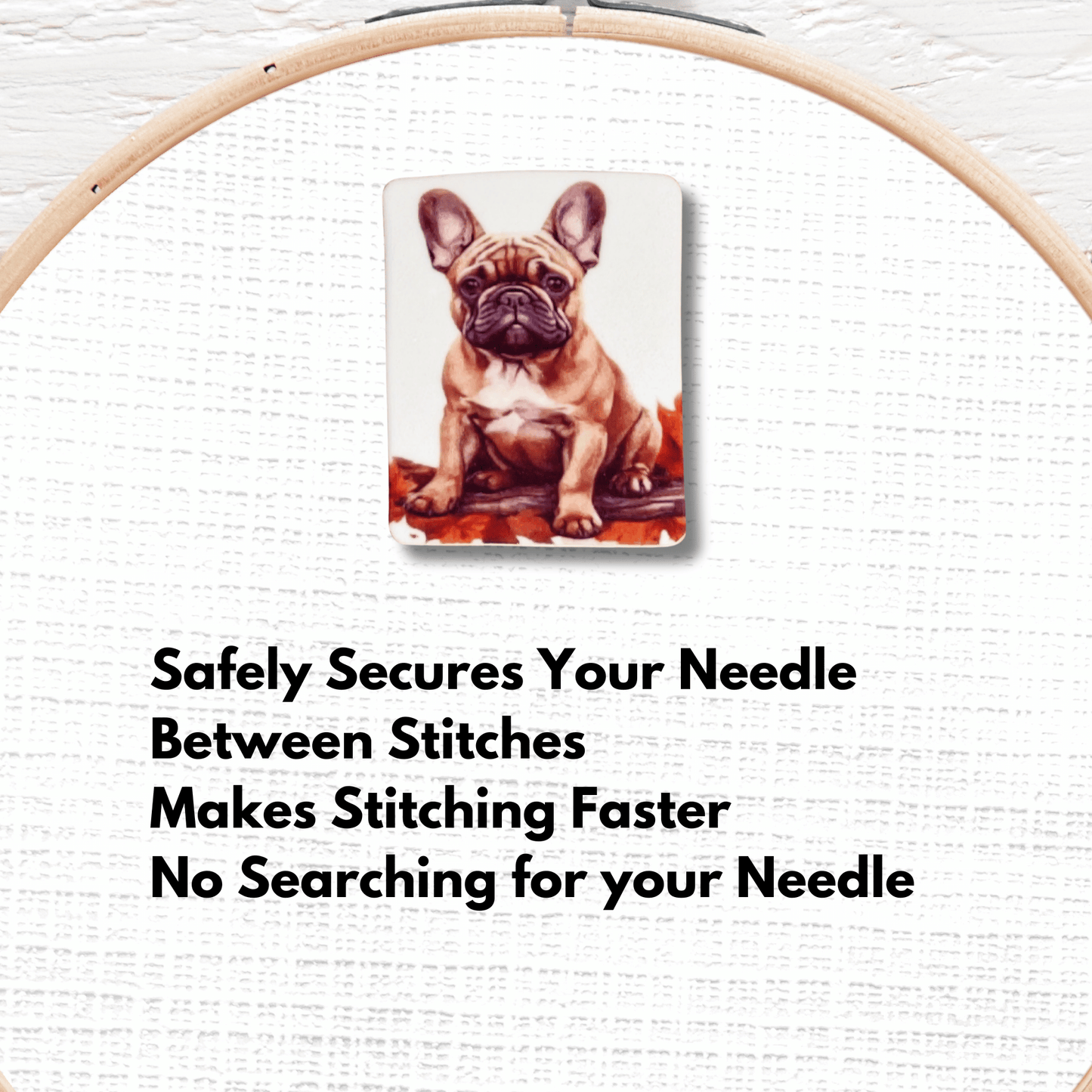 Autumn French Bulldog Puppy magnetic needle minder for cross stitch and embroidery