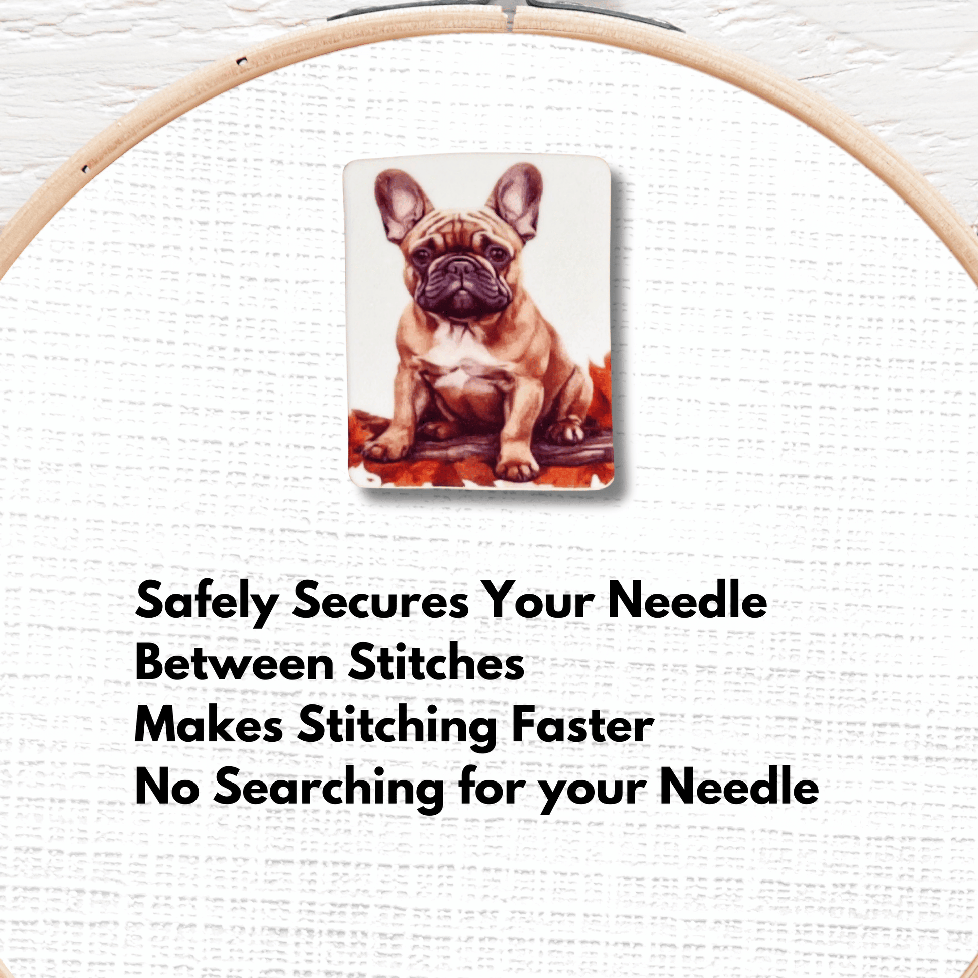 Autumn French Bulldog Puppy magnetic needle minder for cross stitch and embroidery
