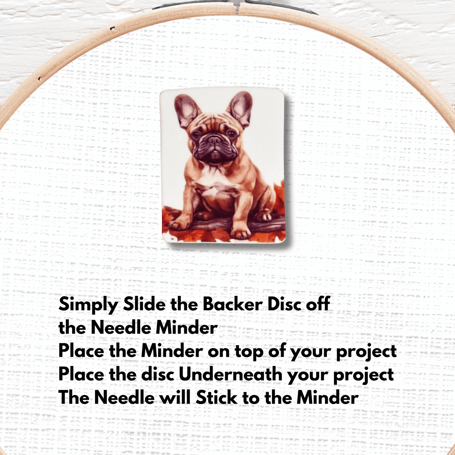 Cute French bulldog puppy needle minder magnet for sewing and quilting