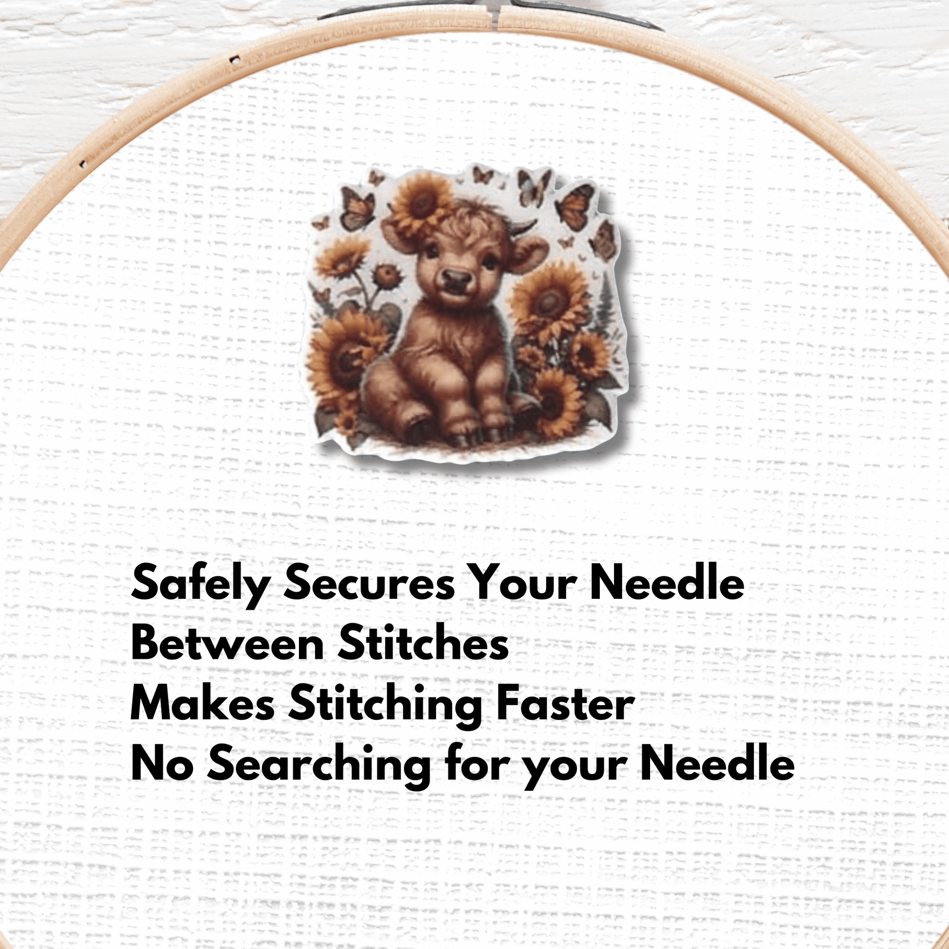 baby highland cow needle minder cross stitch accessory