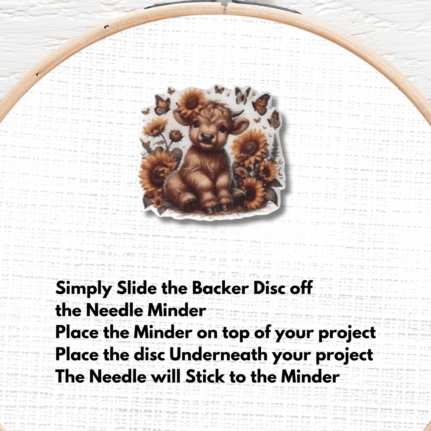 sunflower cow magnetic needle minder embroidery tool