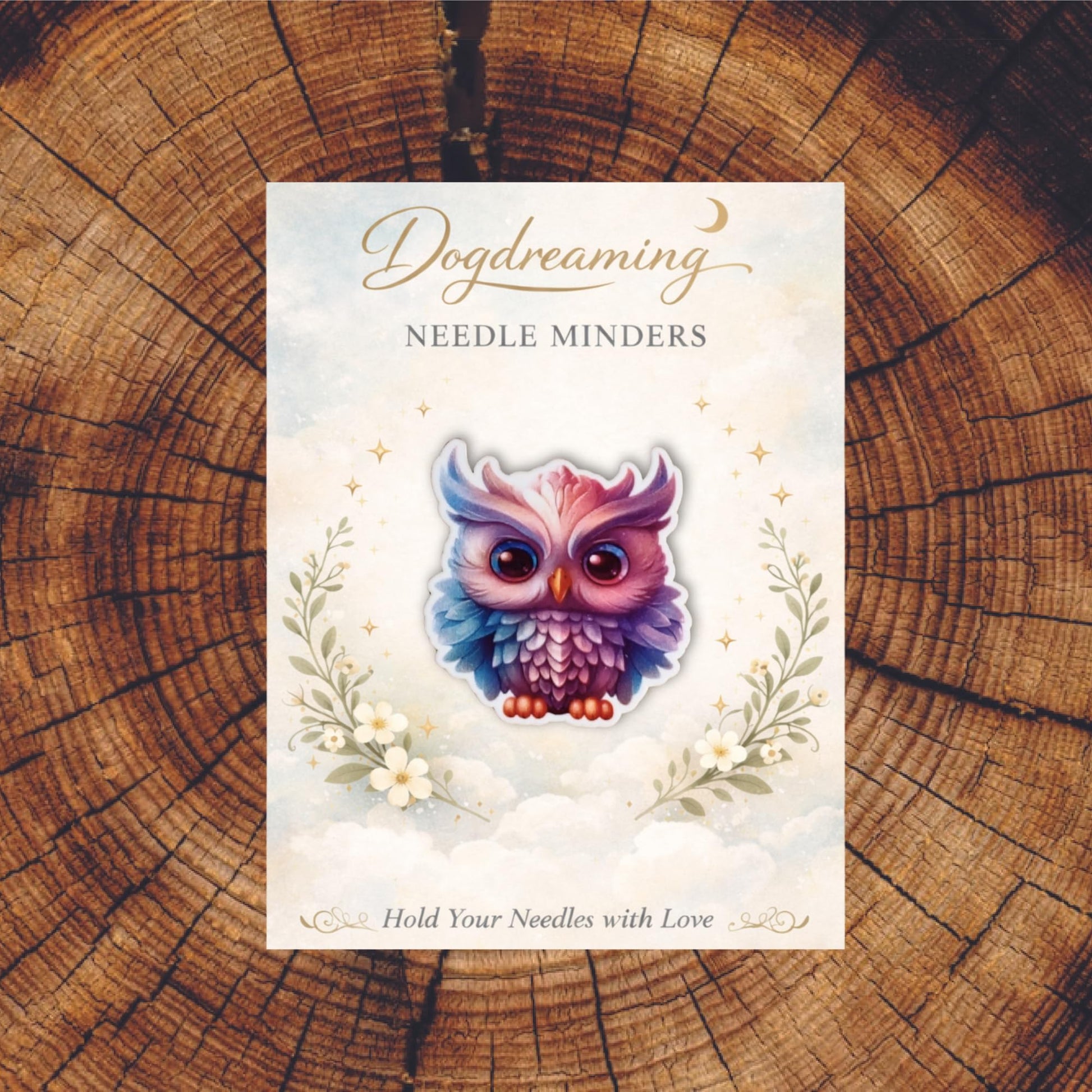 Decorative pastel owl magnet for cross stitch and needlework