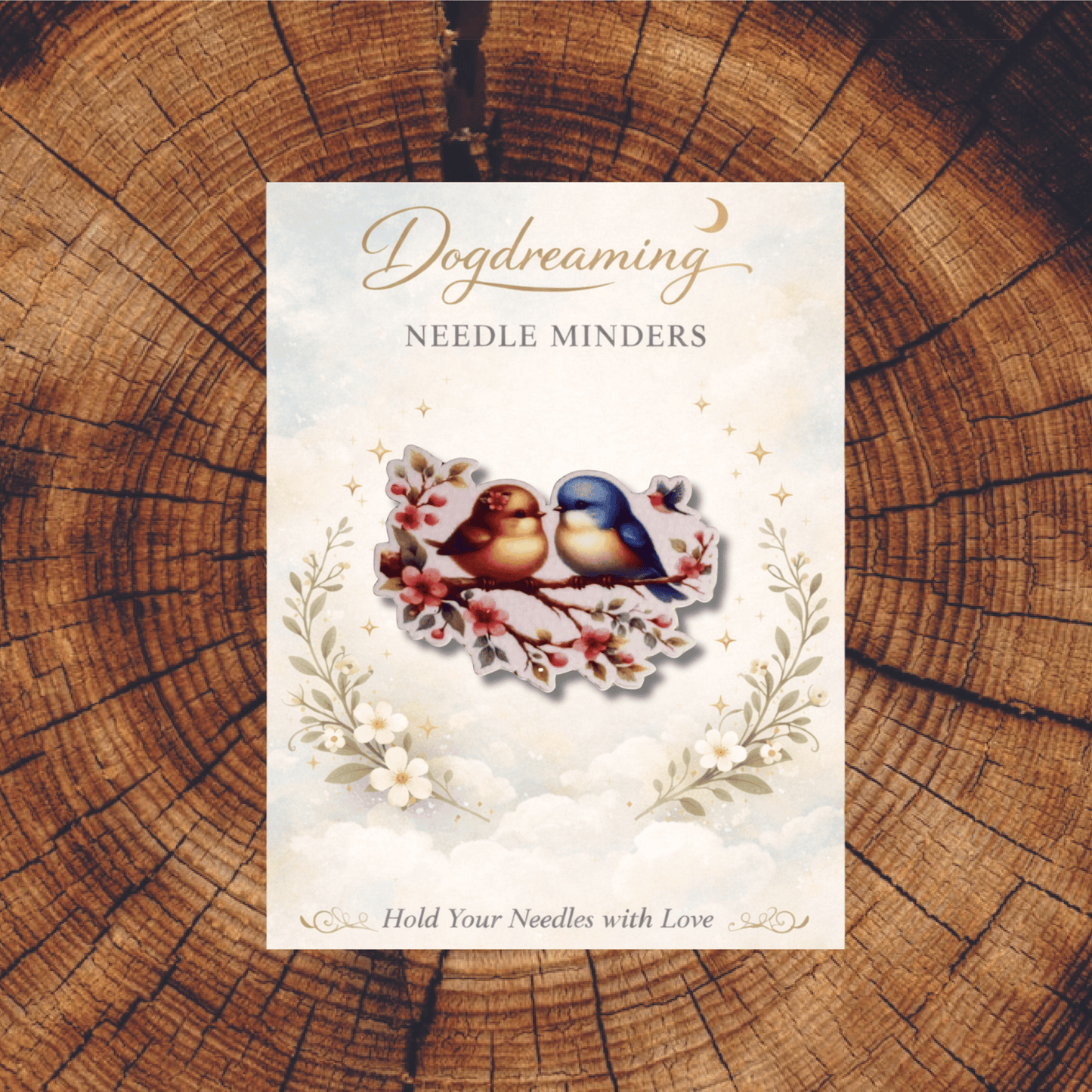 spring lovebirds embroidery magnetic needle holder bird design