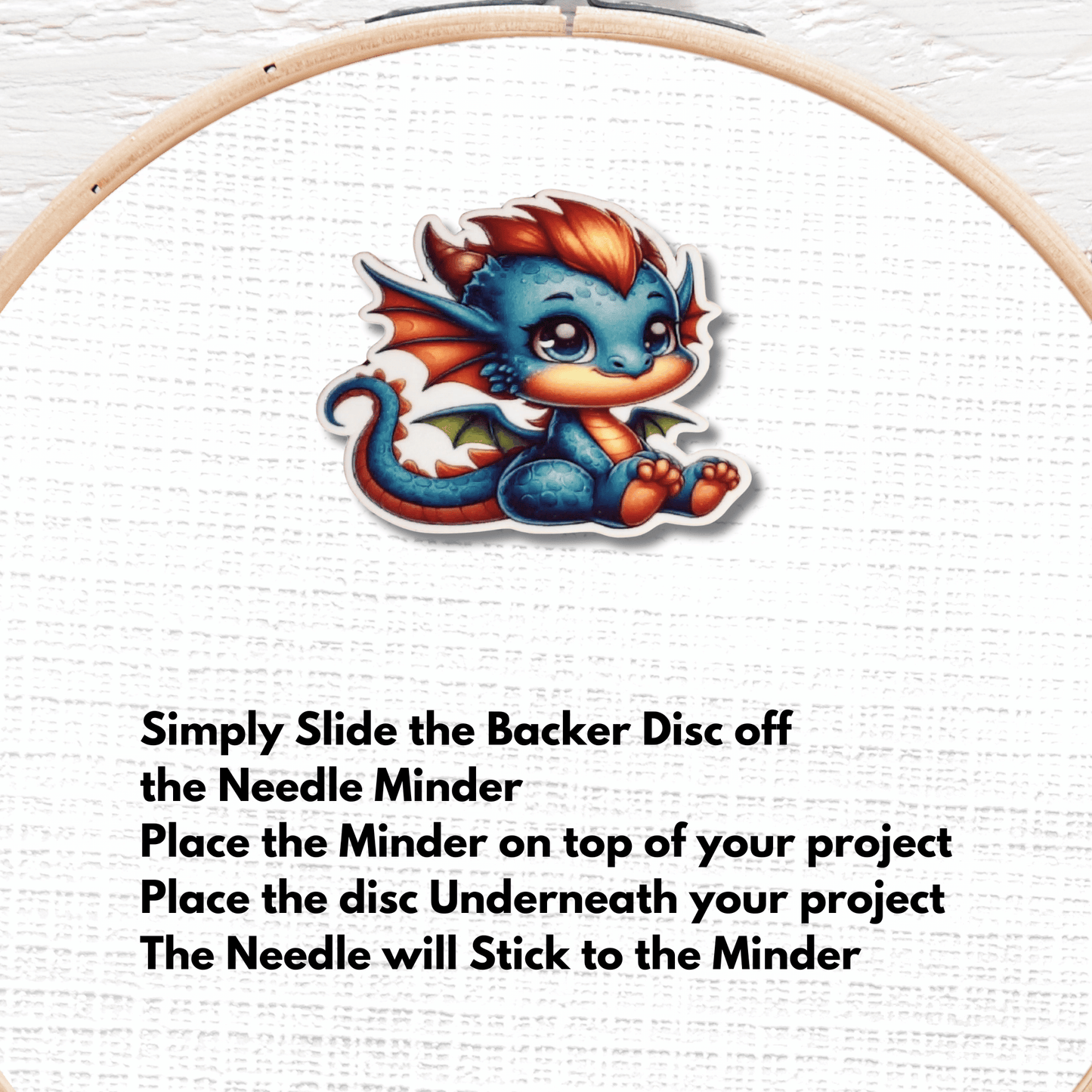 Blue Dragon Needle Minder Magnet, Cute Fantasy Creature Embroidery Needle Holder Accessory