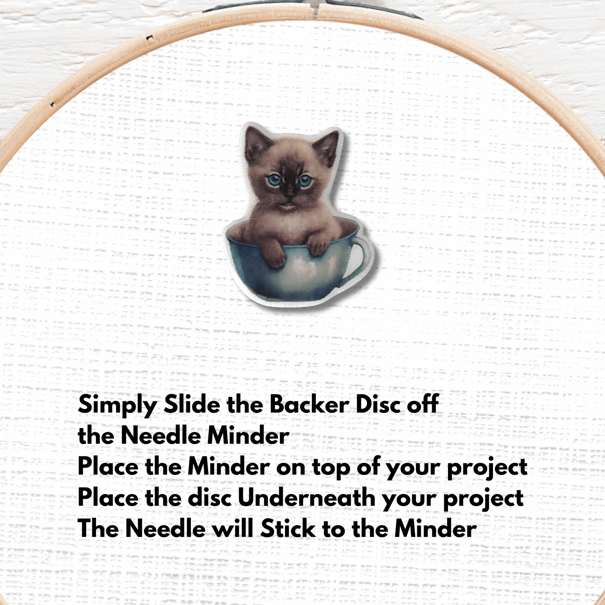 cute baby cat needle minder cross stitch accessory