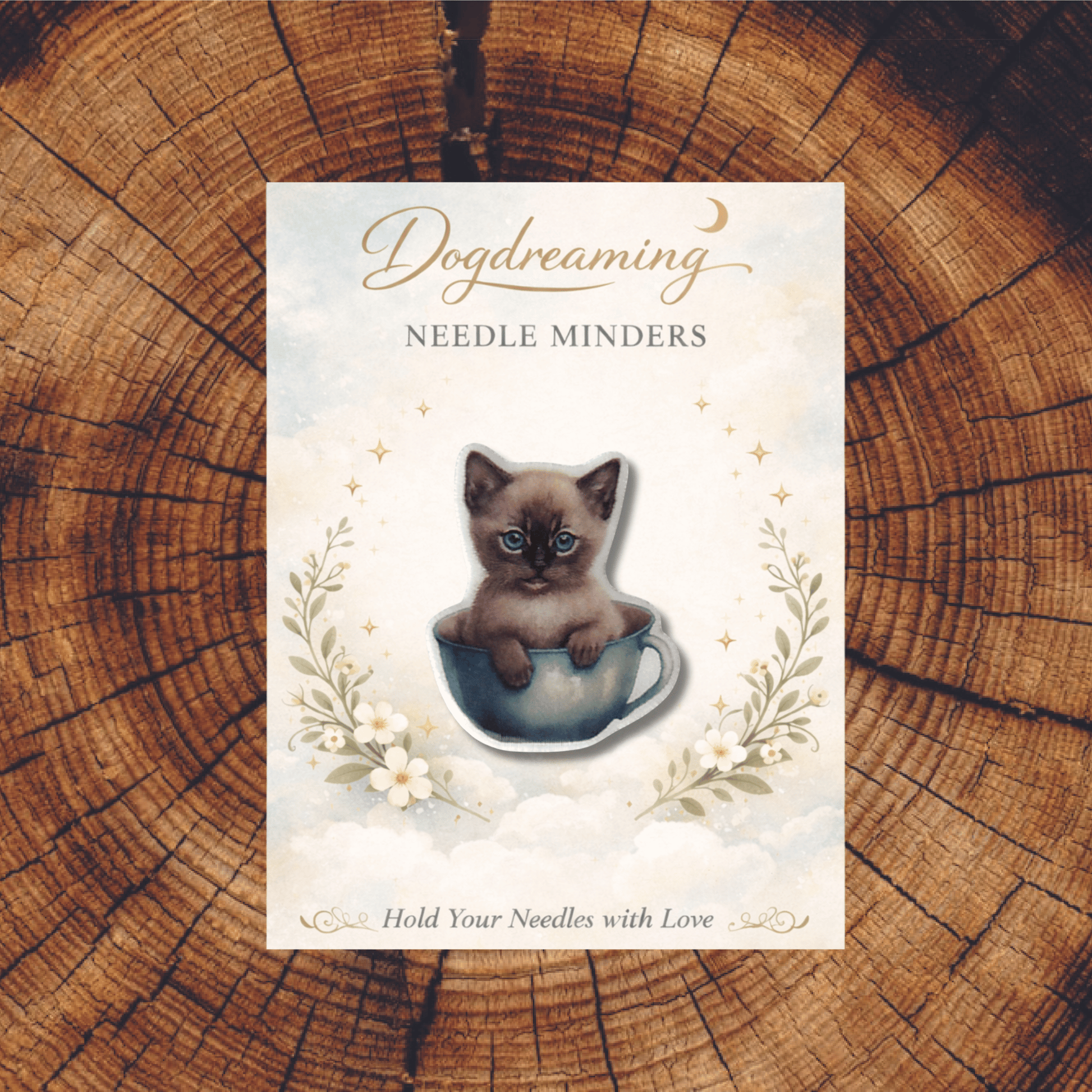 adorable kitten needle minder for cross stitch projects