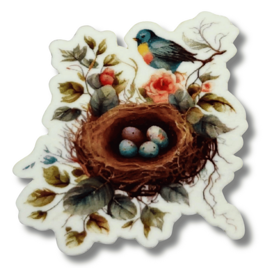 Bluebird Nest Magnetic Needle Minder for Cross Stitch and Embroidery, Cute Bird Nest with Eggs Needle Holder Sewing Accessory