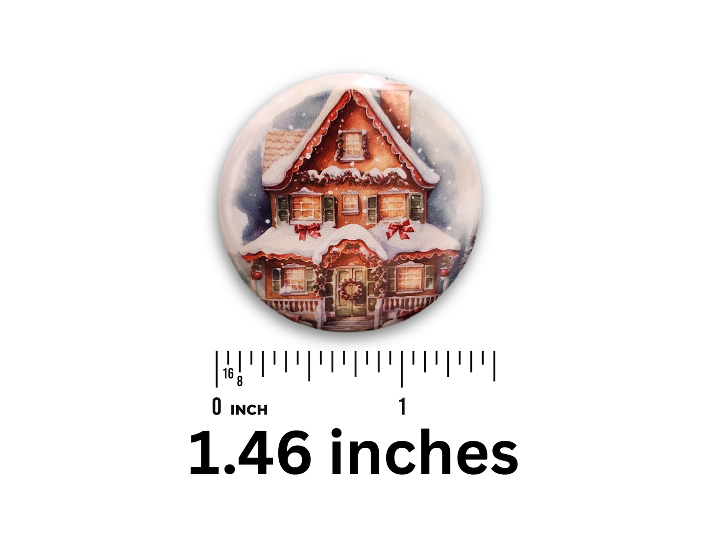 Festive winter cottage embroidery accessory inspired by a classic Christmas gingerbread home