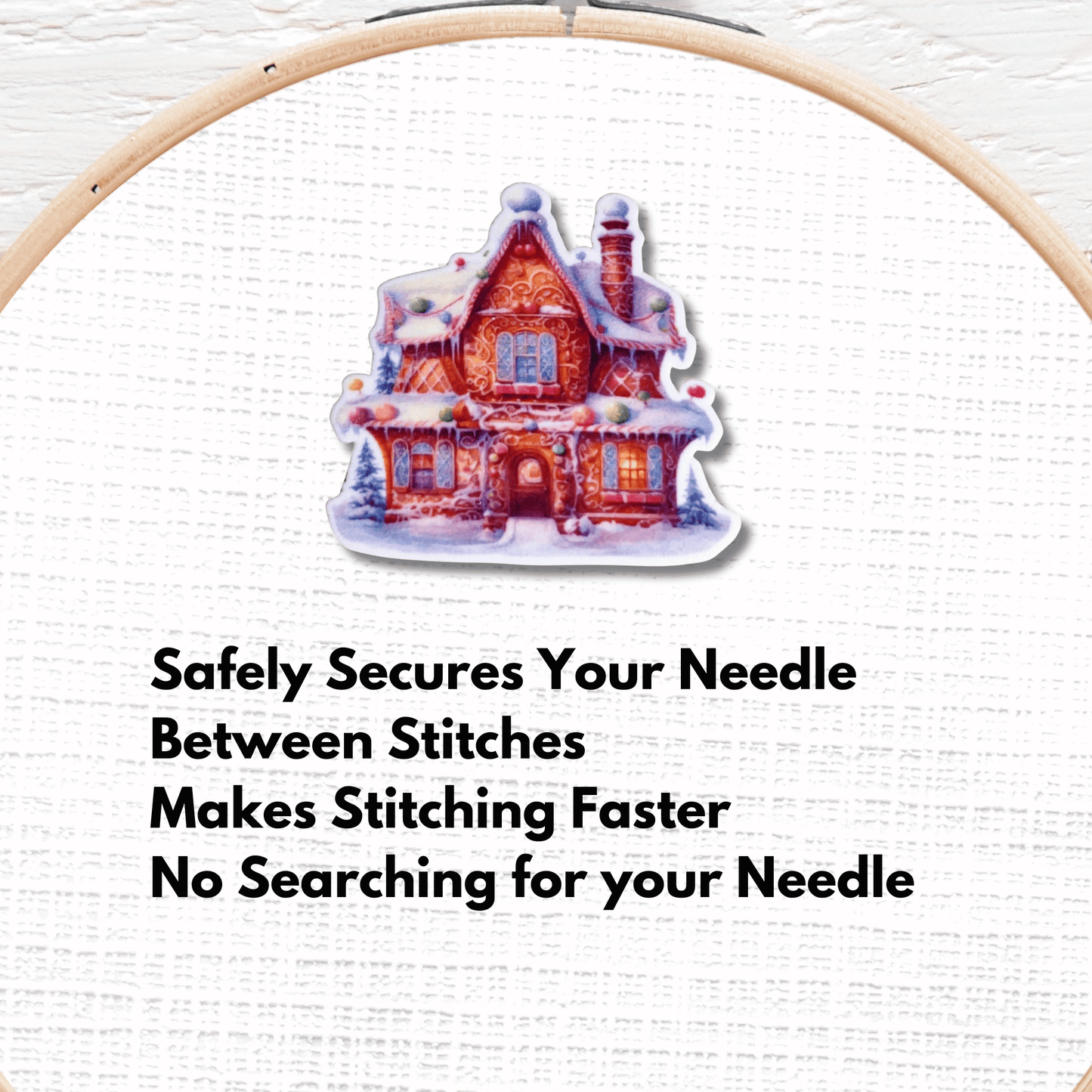 gingerbread house needle minder cross stitch accessory
