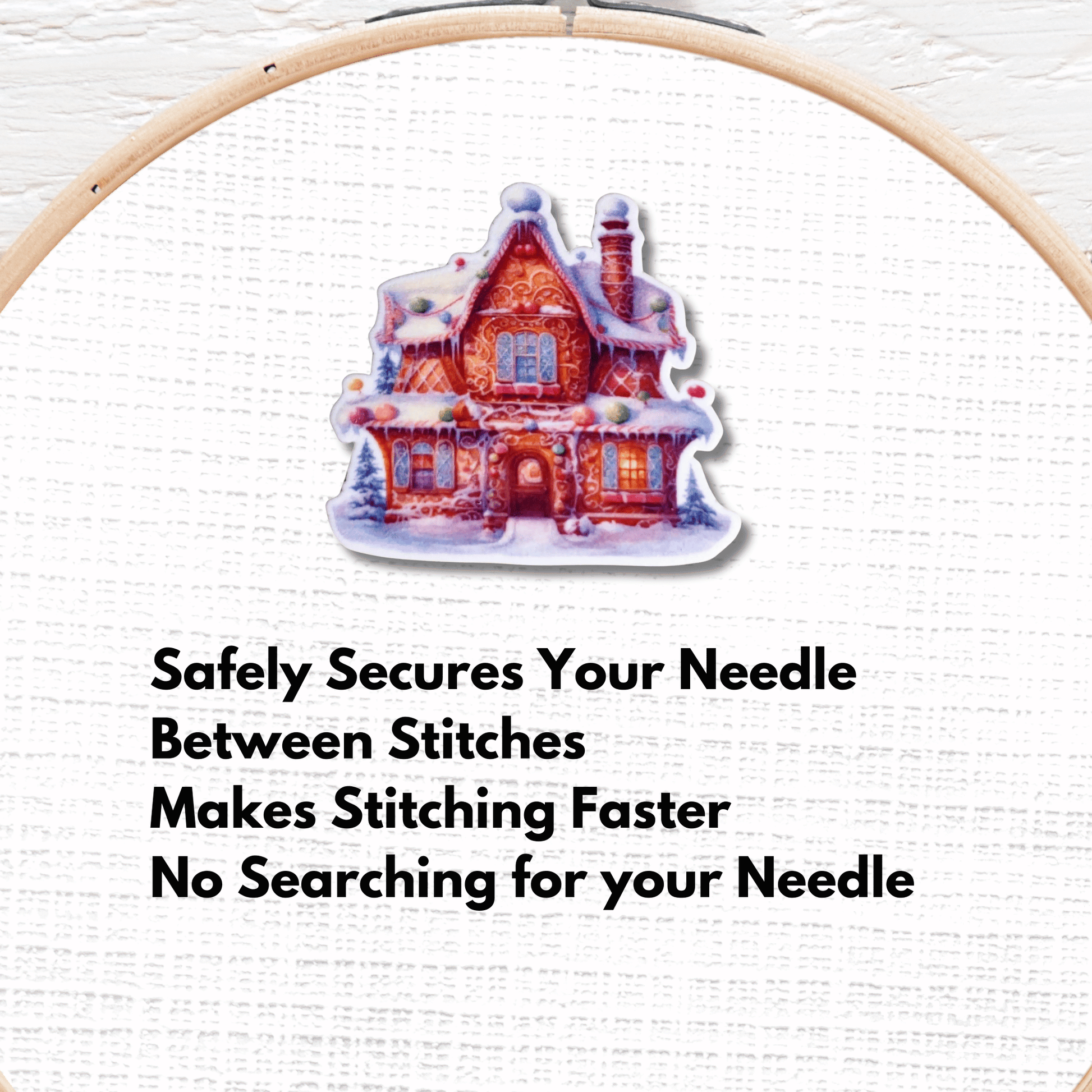 gingerbread house needle minder cross stitch accessory