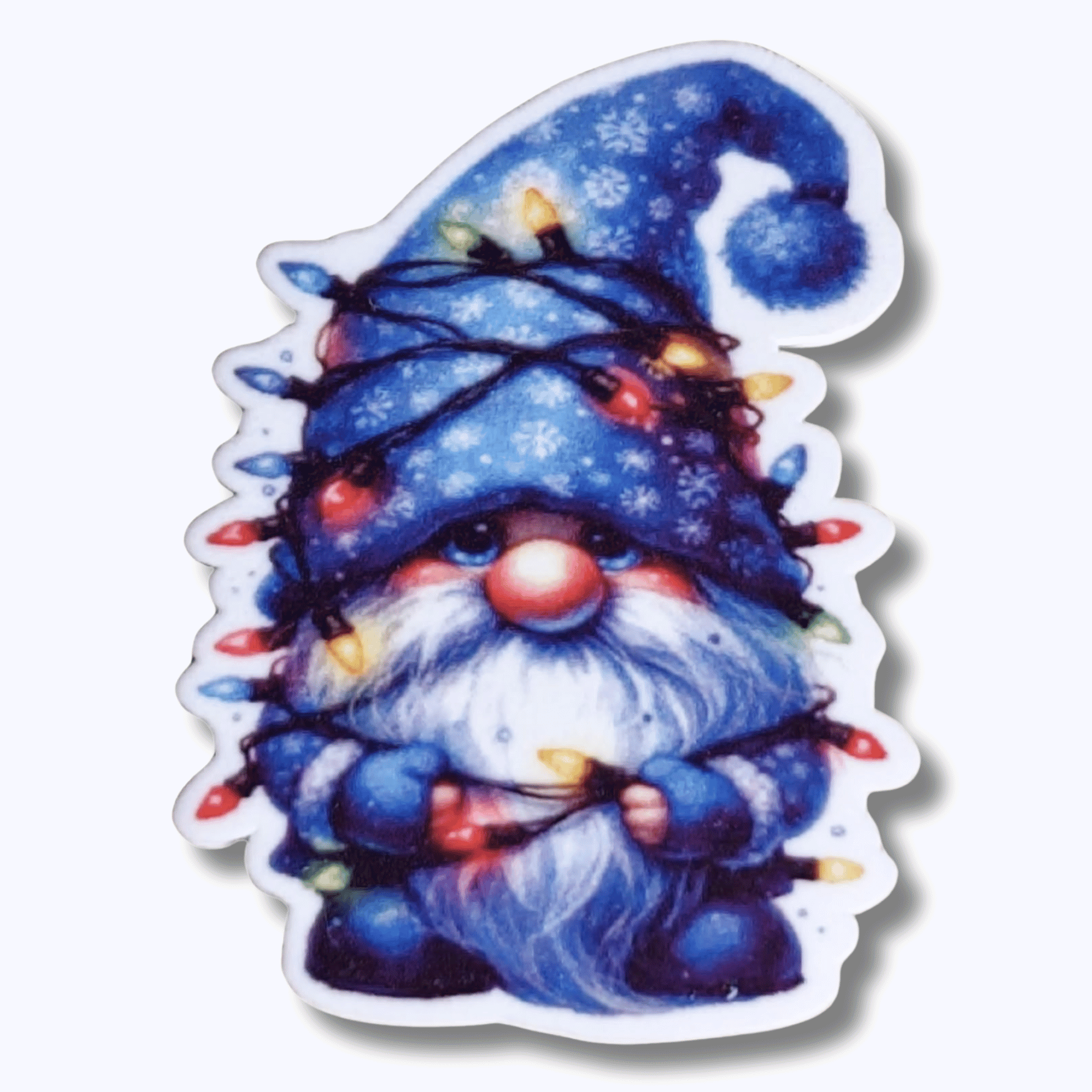 Blue Christmas Gnome Magnetic Needle Minder for Cross Stitch and Embroidery, Cute Holiday Gnome with Lights Needle Holder Accessory