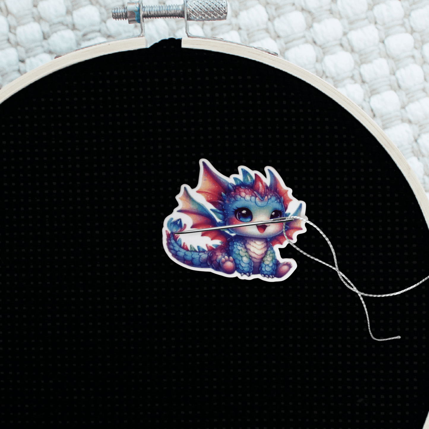 Cute Dragon Needle Minder Magnet, Colorful Fantasy Embroidery Accessory for Cross Stitch and Sewing