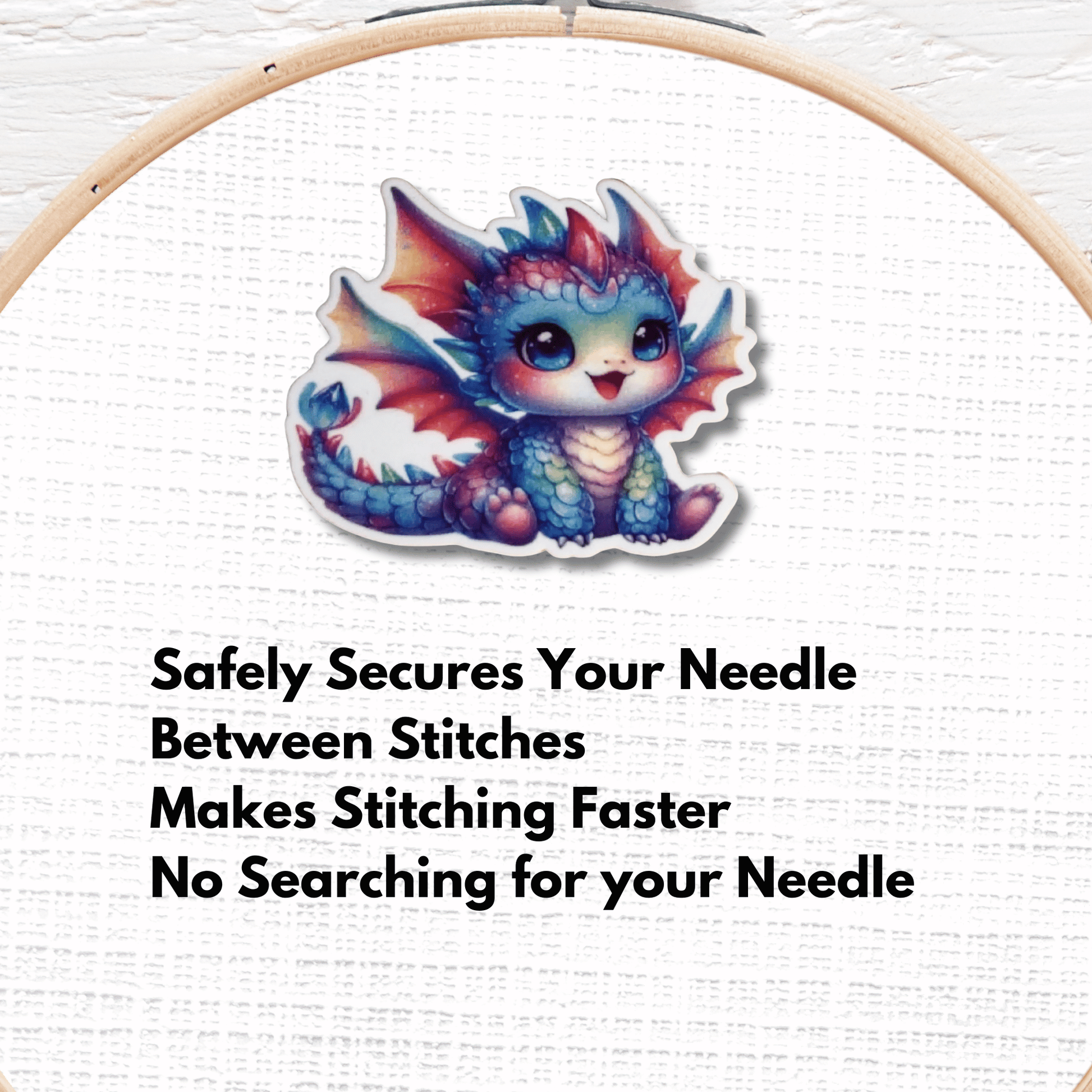Cute Colorful Baby Dragon Magnetic Needle Minder, Fantasy Dragon Cross Stitch Needle Holder