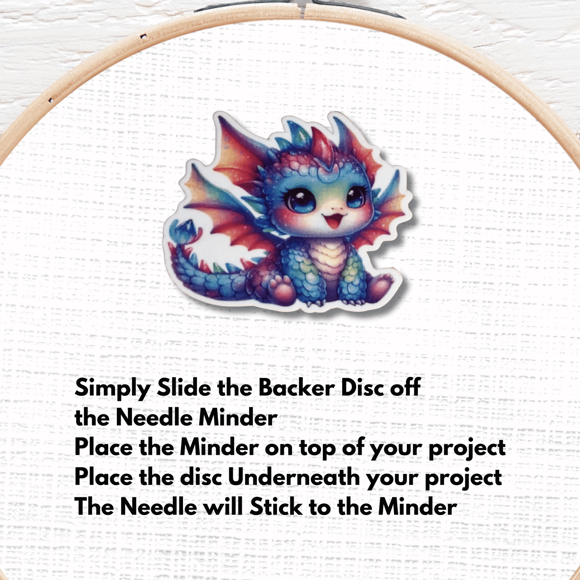 Baby Dragon Needle Minder Magnet, Cute Fantasy Creature Embroidery Needle Holder Accessory