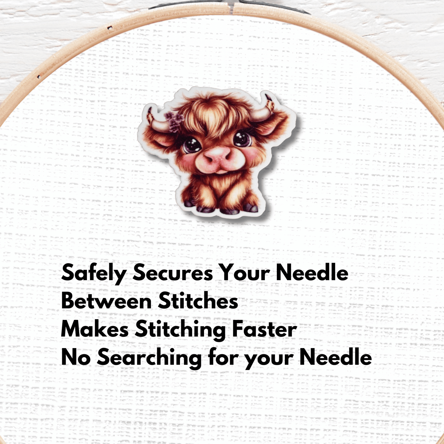 adorable baby highland cow magnetic needle minder cute cow embroidery accessory