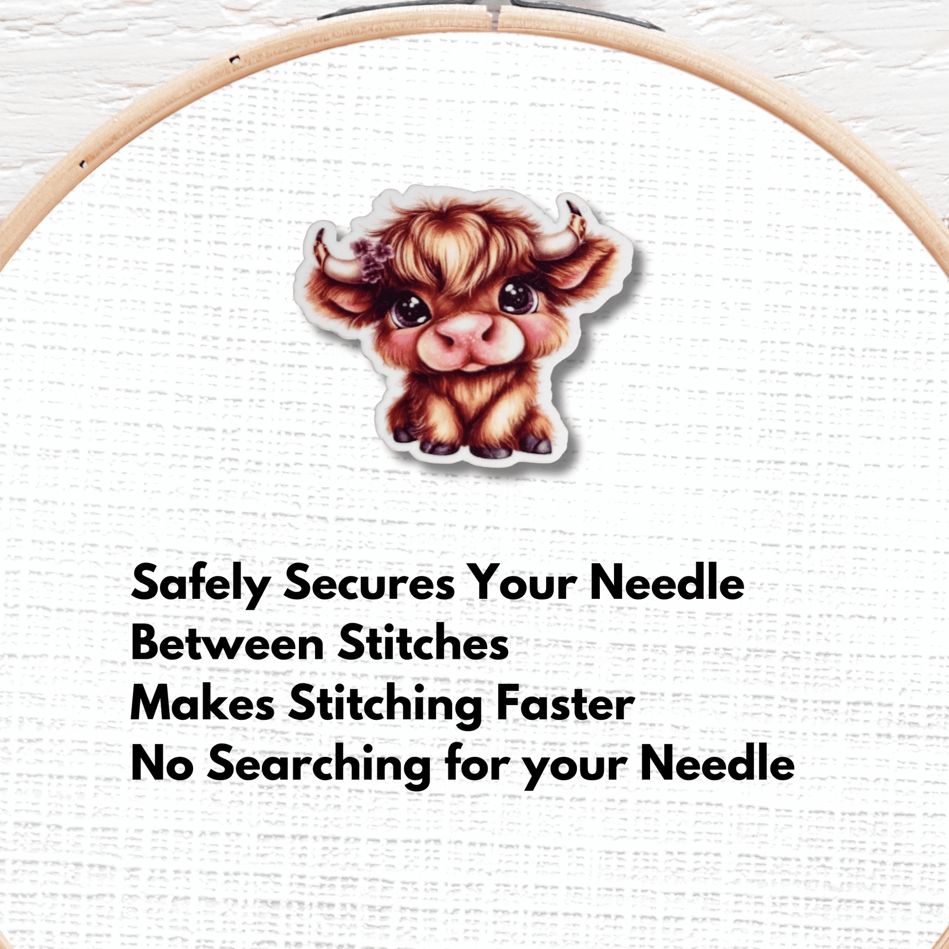 adorable baby highland cow magnetic needle minder cute cow embroidery accessory