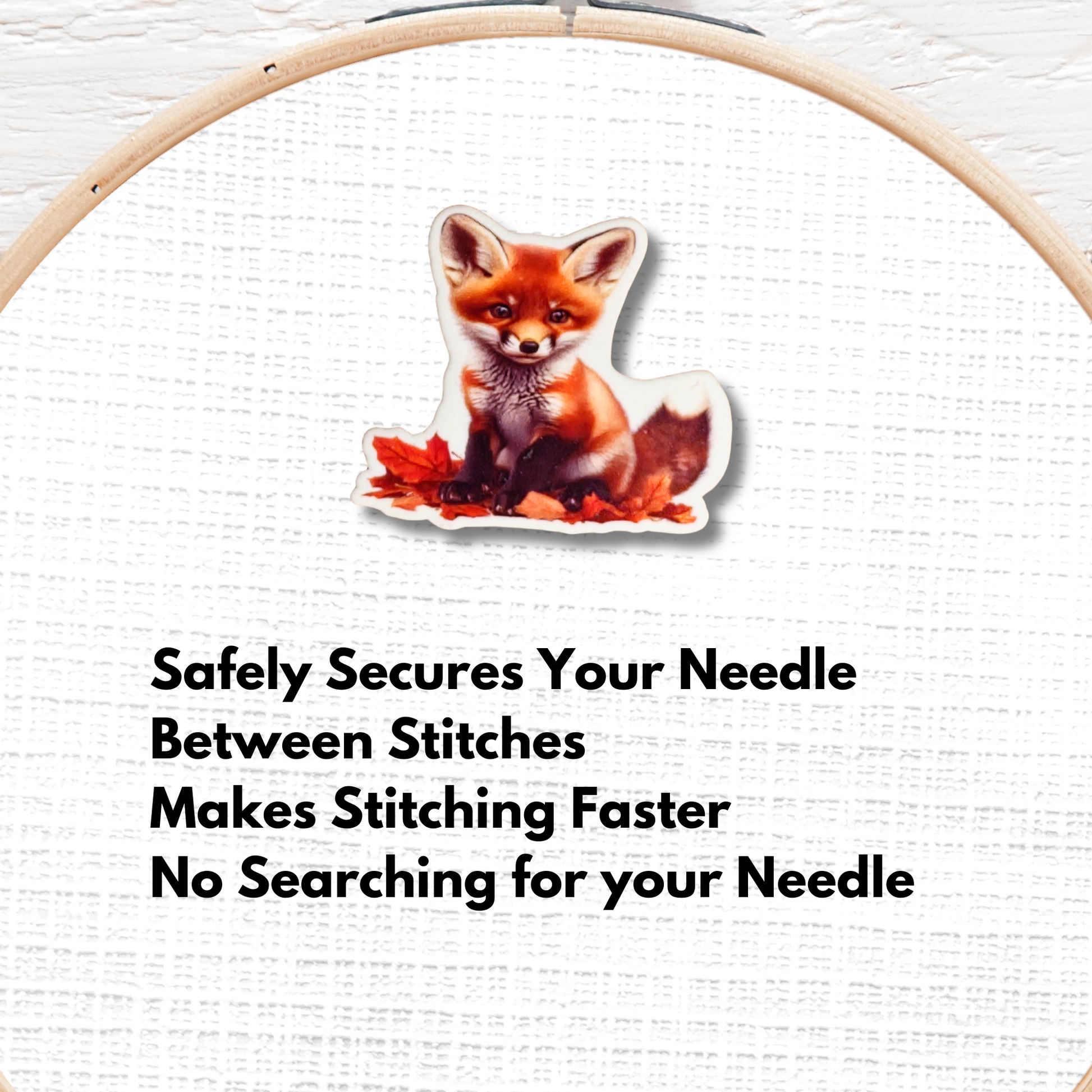 Cute Fox Autumn Leaves Magnetic Needle Minder magnetic needle minder for cross stitch and embroidery