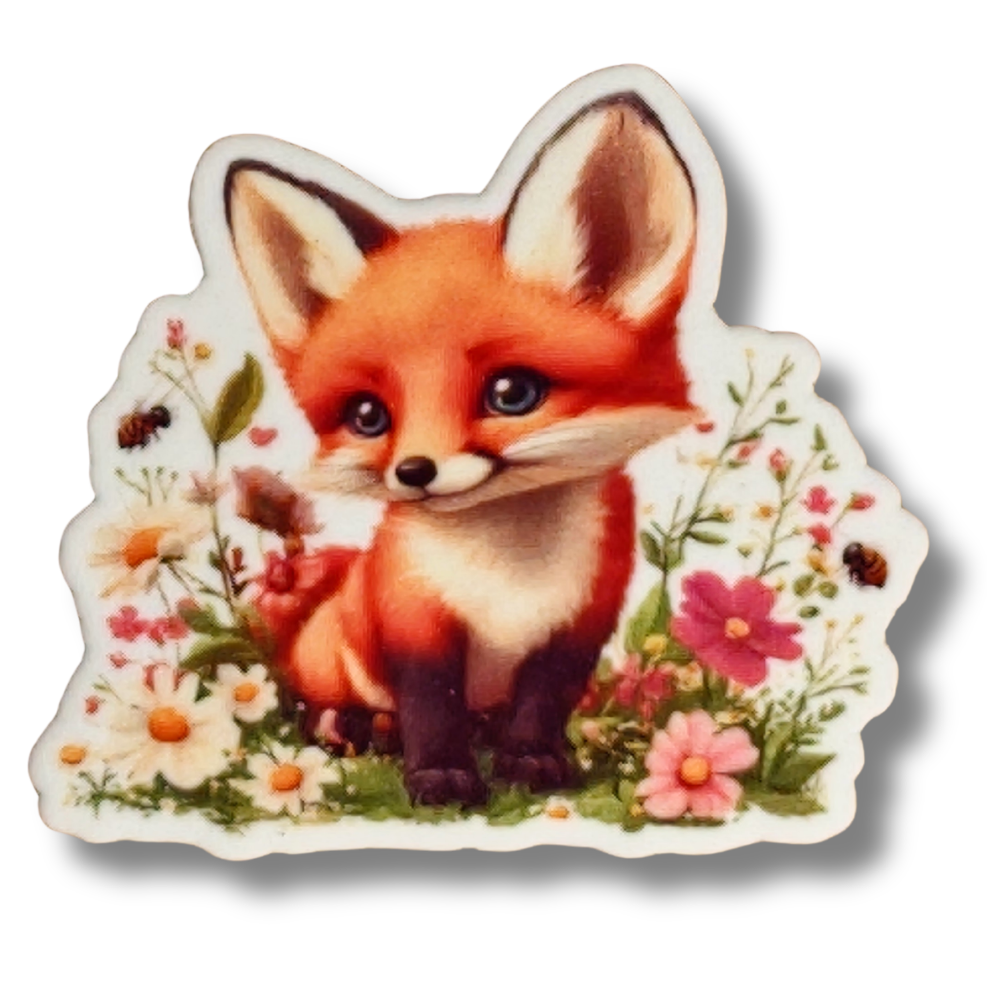Cute Fox Wildflower Magnetic Needle Minder for cross stitch, embroidery, sewing, quilting, and needlepoint
