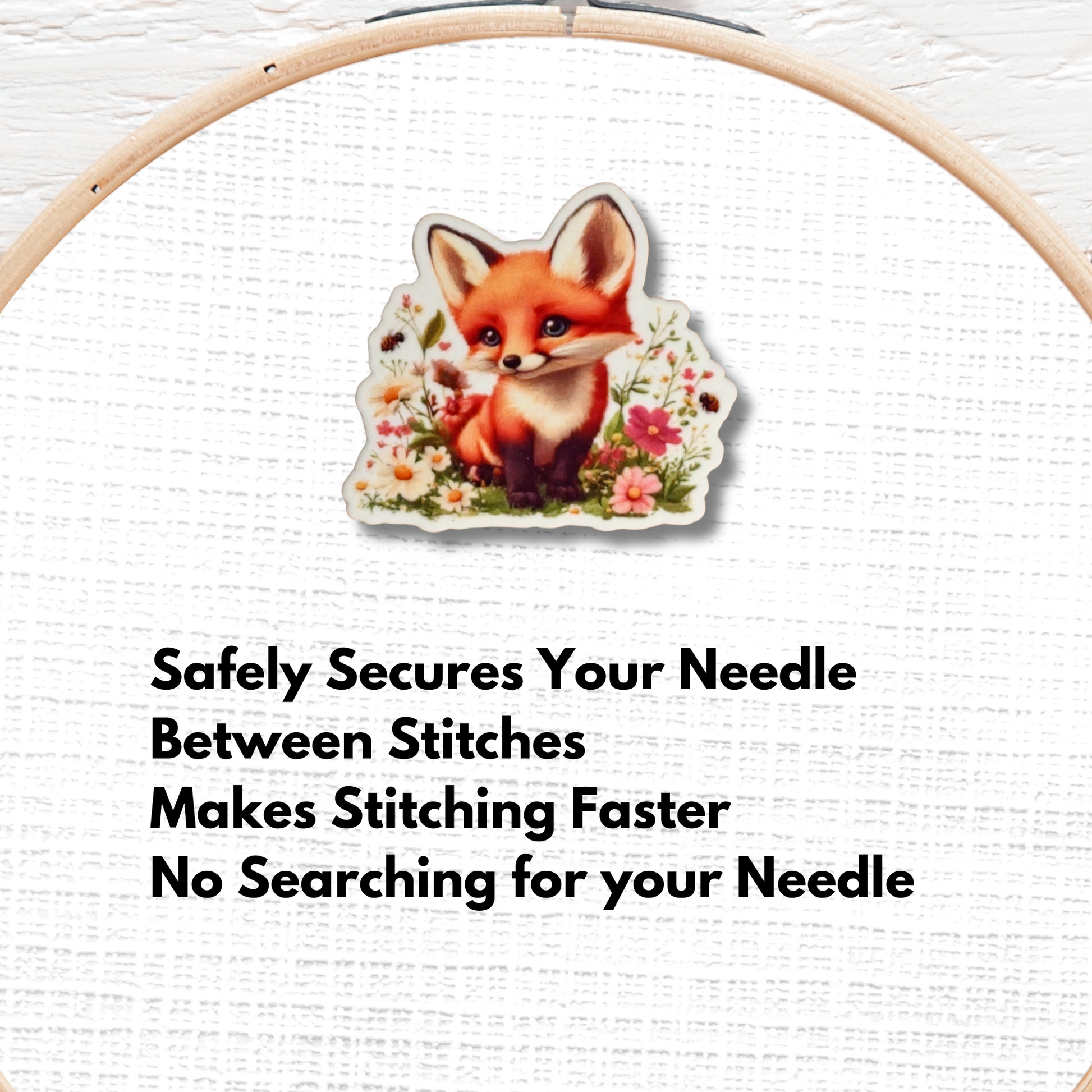 Cute Fox Wildflower Magnetic Needle Minder magnetic needle minder for cross stitch and embroidery