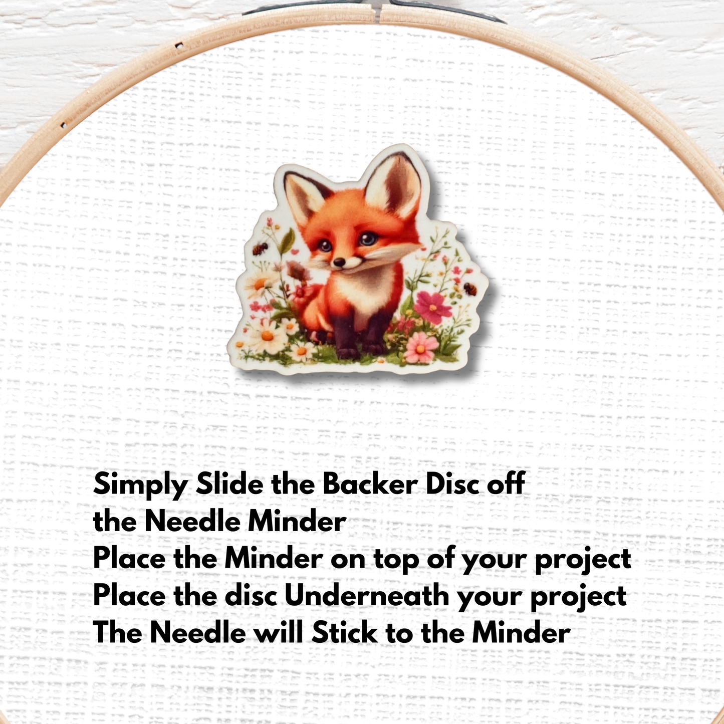 Cute fox needle minder magnet for sewing and quilting