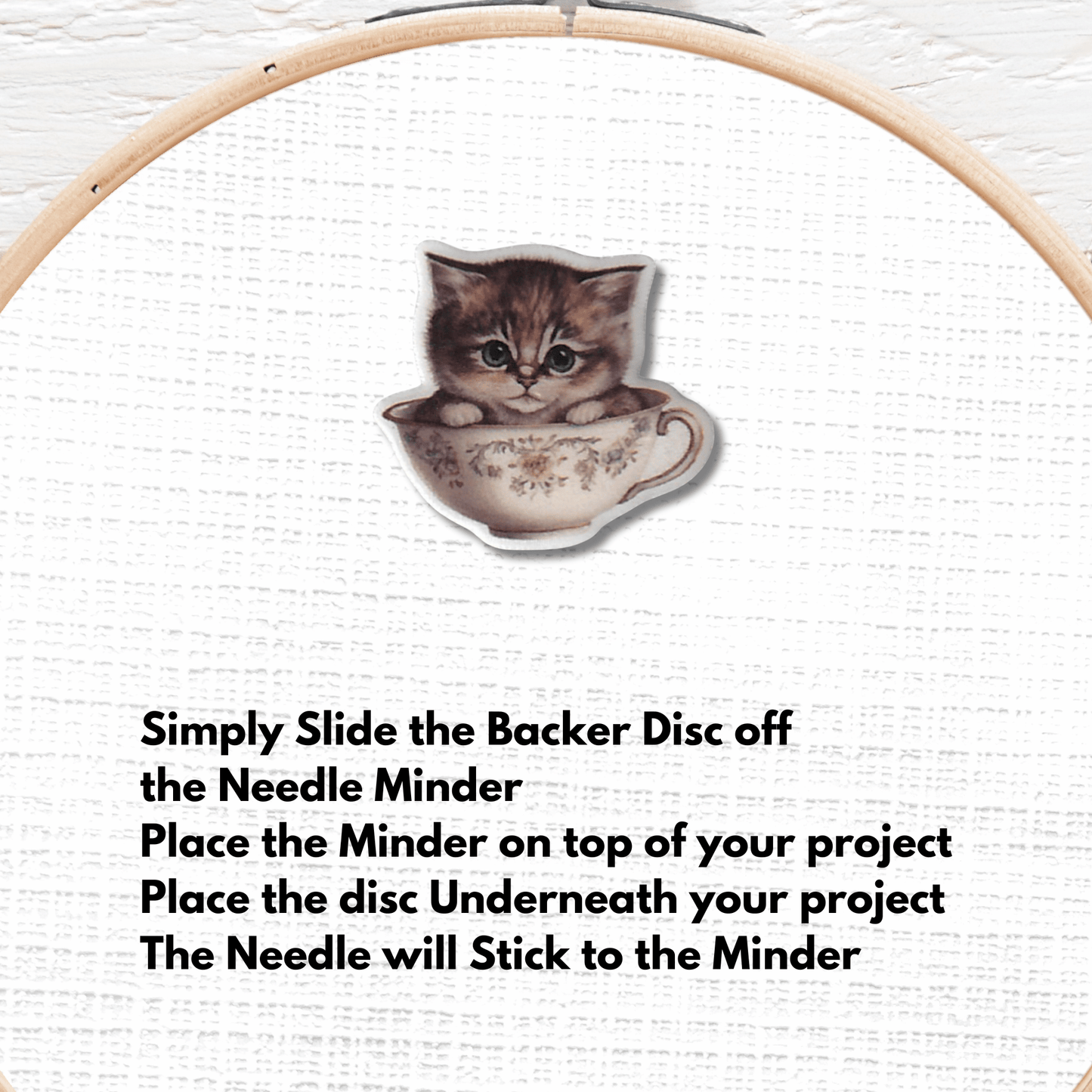 cute baby cat needle minder cross stitch accessory
